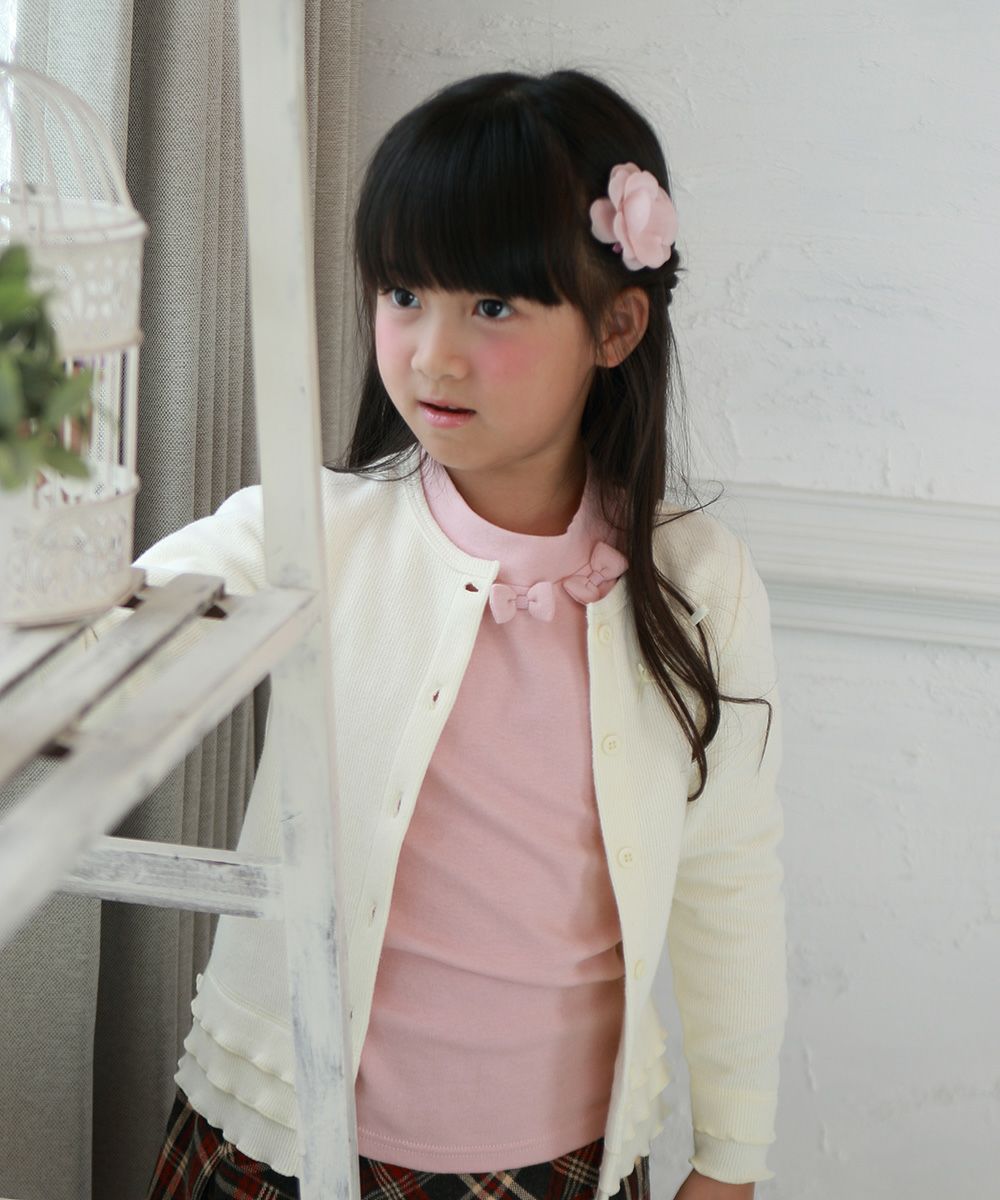 Children's clothing Girl High Neck T -shirt Long -sleeved Switch Puff Sleeve Pink (02) Model Image 1