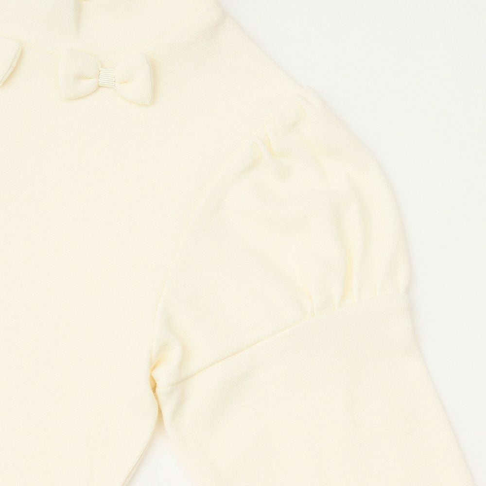 Children's clothing Girl High Neck T -shirt Long -sleeved Swing Puff Sleeve ivory (12) Design points 2