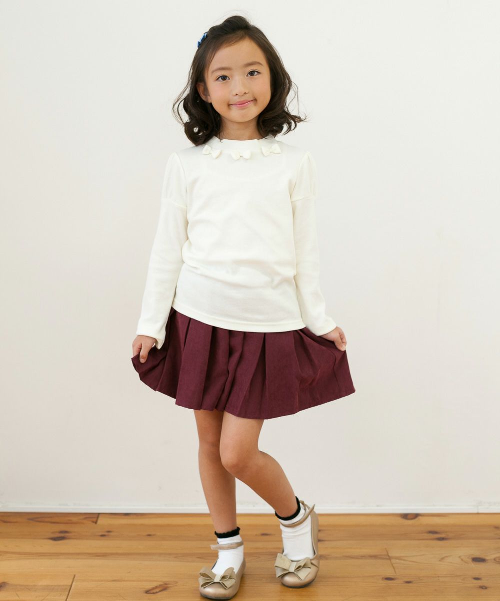 Children's clothing Girl High Neck T -shirt Long -sleeved Switch Puff Sleeve ivory (12) Model image whole body