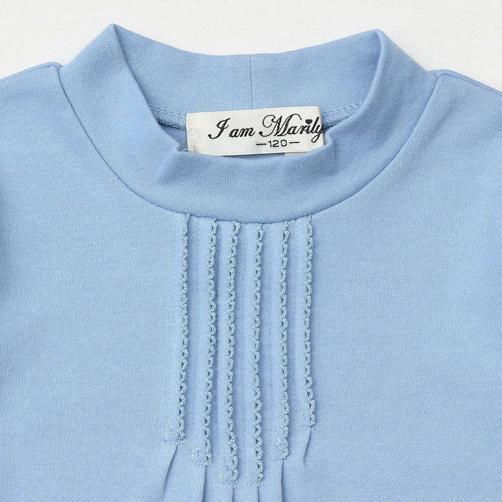 Children's clothing girl T -shirt Long sleeve Simple Pintack Blue (61) Design point 1