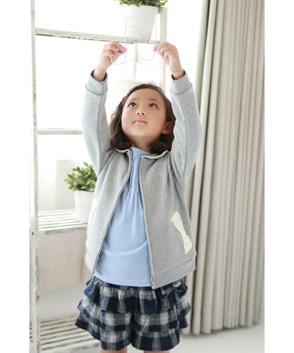 Children's clothing girl T -shirt Long sleeve Simple Simple Pintack Blue (61) Model Image 3