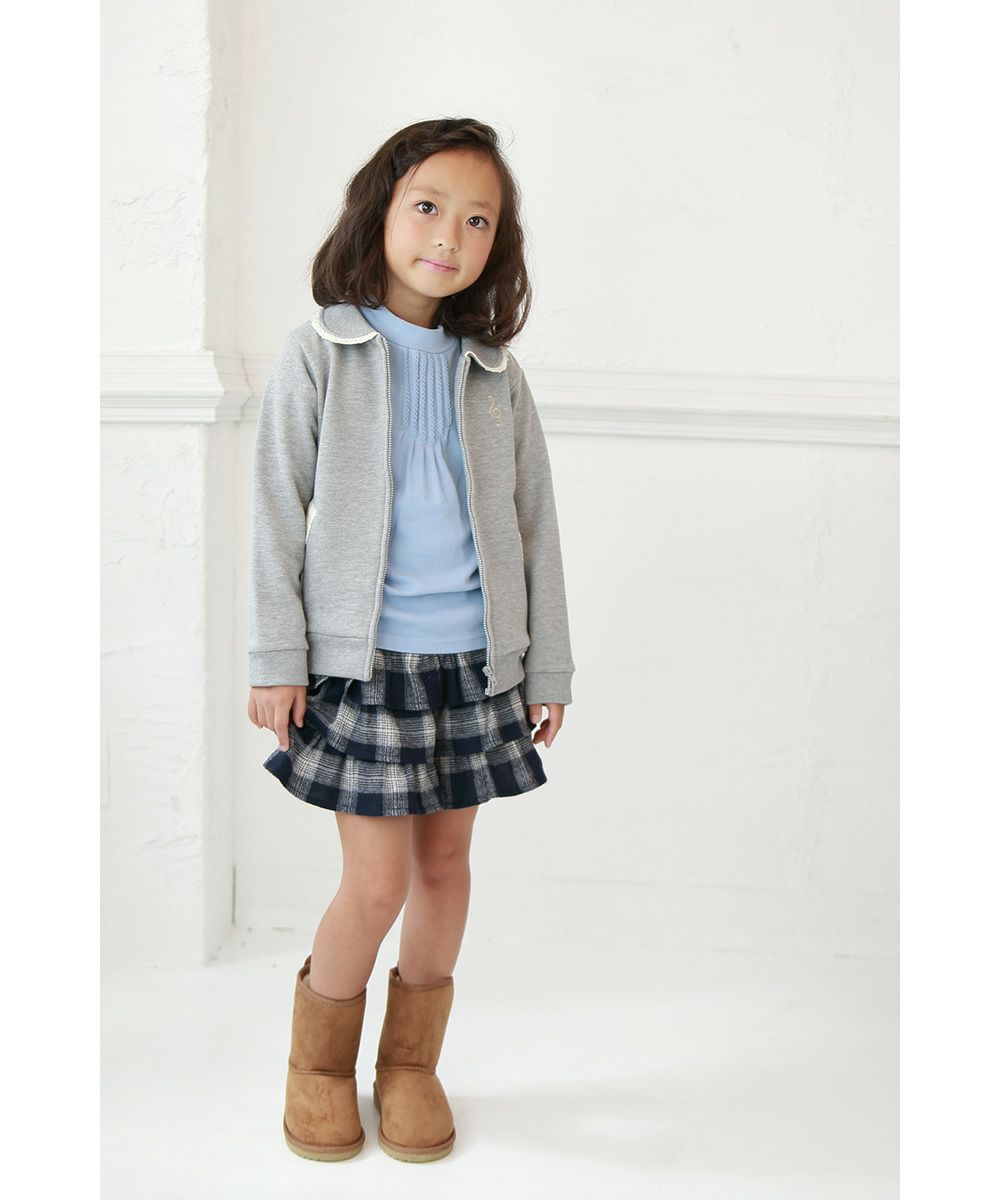 Children's clothing girl T -shirt Long sleeve Simple Simple Pintack Blue (61) Model Image 4