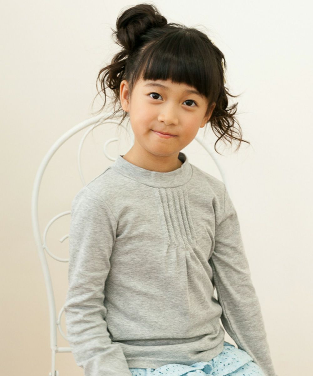 Children's clothing girl T -shirt Long sleeve Simple Simple Pintack heather (92) Model image up