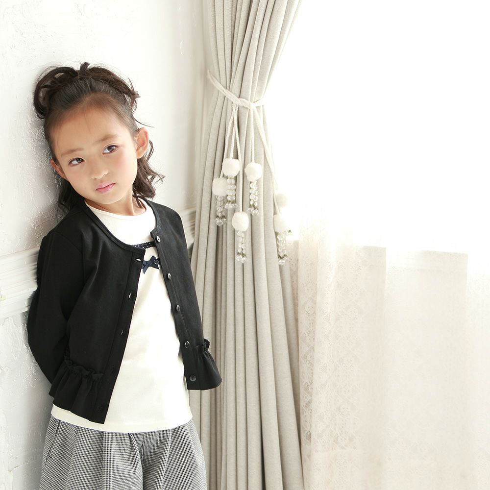 Children's clothing girl T -shirt Long sleeve elegant ribbon & lace ivory (12) model image 2