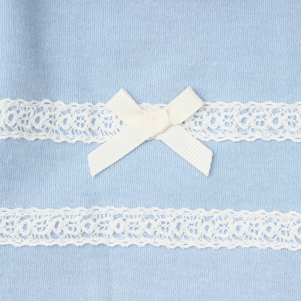 Children's clothing girl T -shirt Long sleeve elegant ribbon & lace blue (61) Design point 2