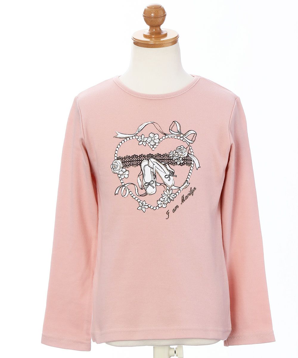 Children's clothing girl T -shirt Long sleeve lace ballet print pink (02) torso
