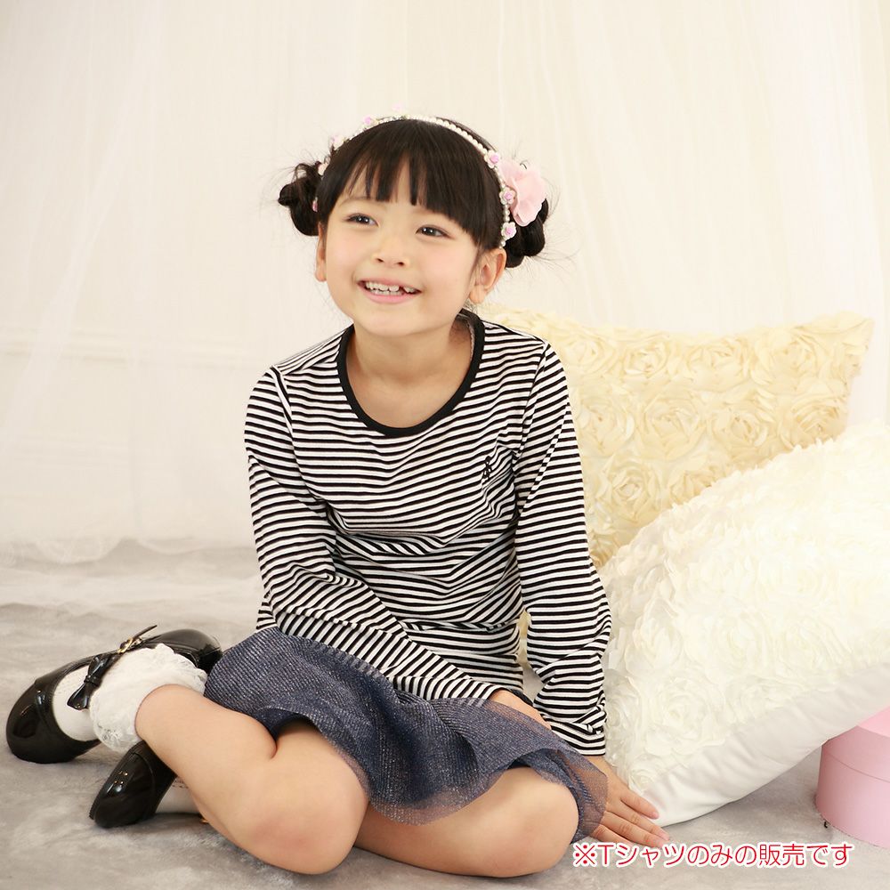 Children's clothing girl music score embroidery border white x black (10) model image 1