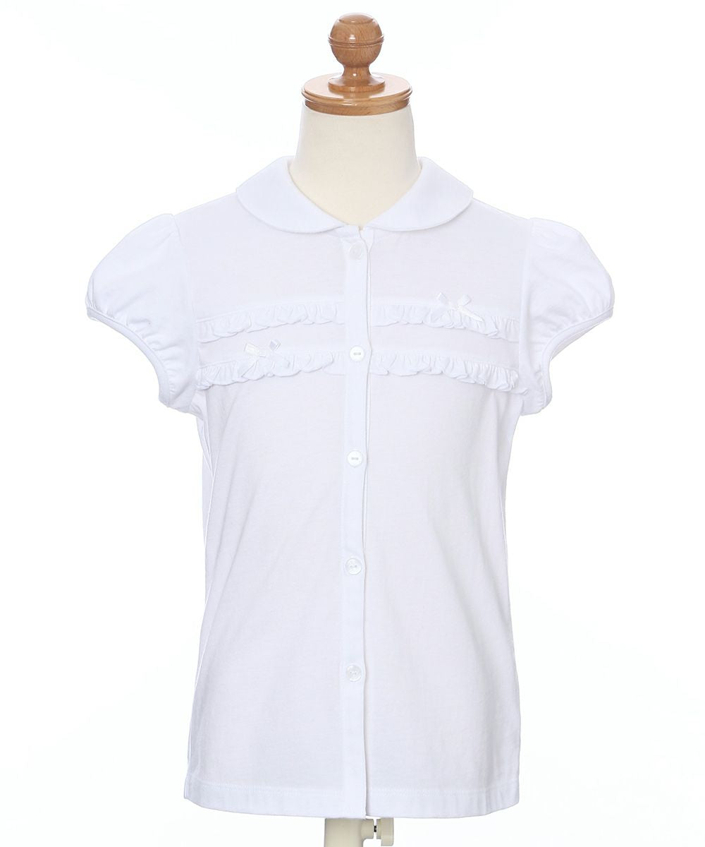 Children's clothing girl 100 % cotton frills with ribbon white (01) torso