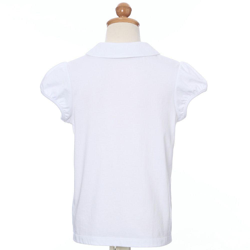 Children's clothing girl 100 % cotton frills with ribbon White (01) Torso