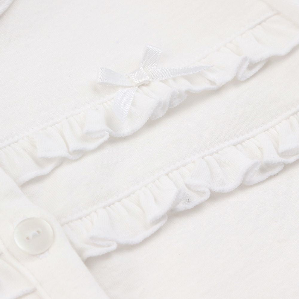 Children's clothing girl 100 % cotton frills with ribbon white (01) Design point 1