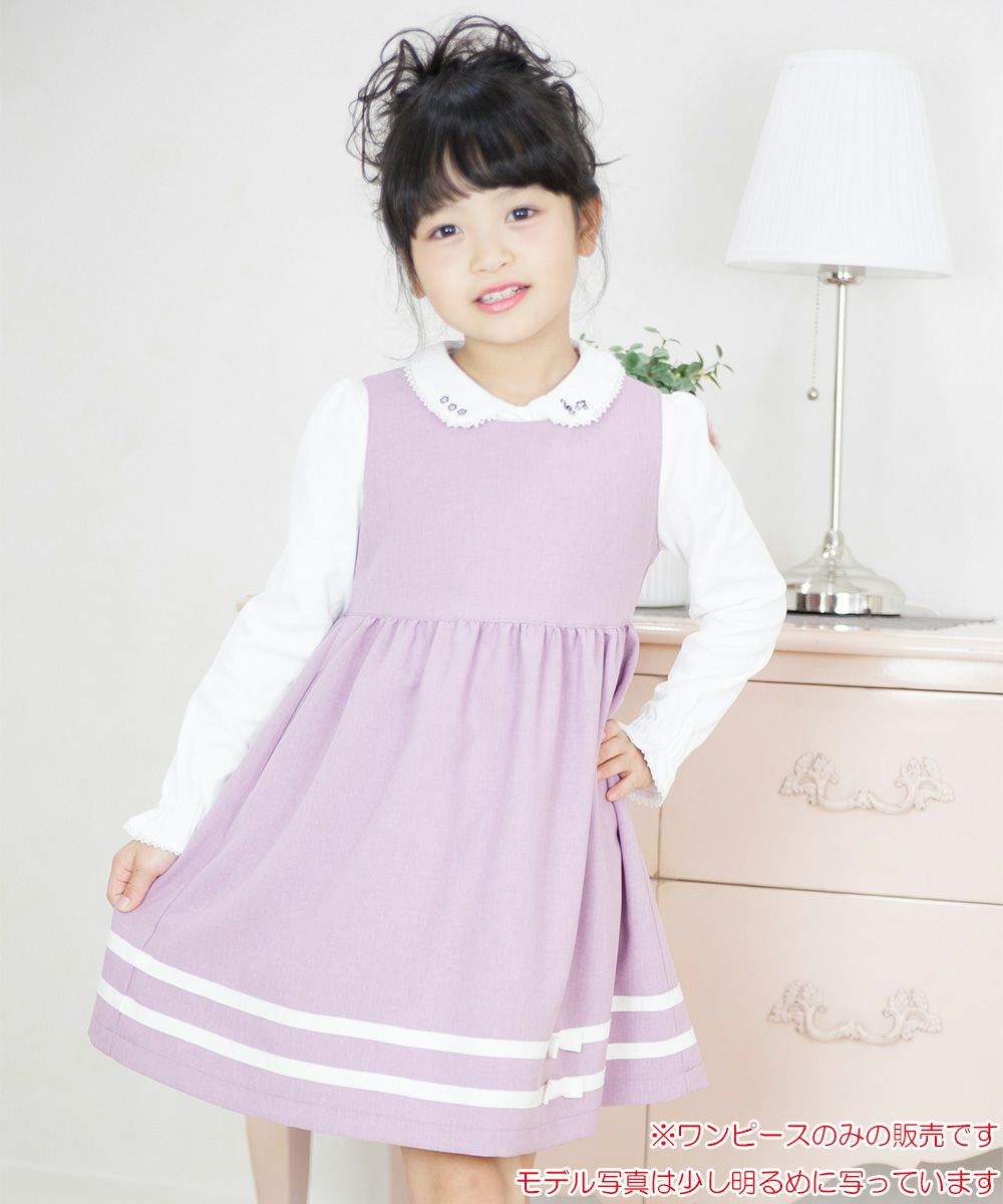A dress with a ribbon with a Japanese line Pink model image up