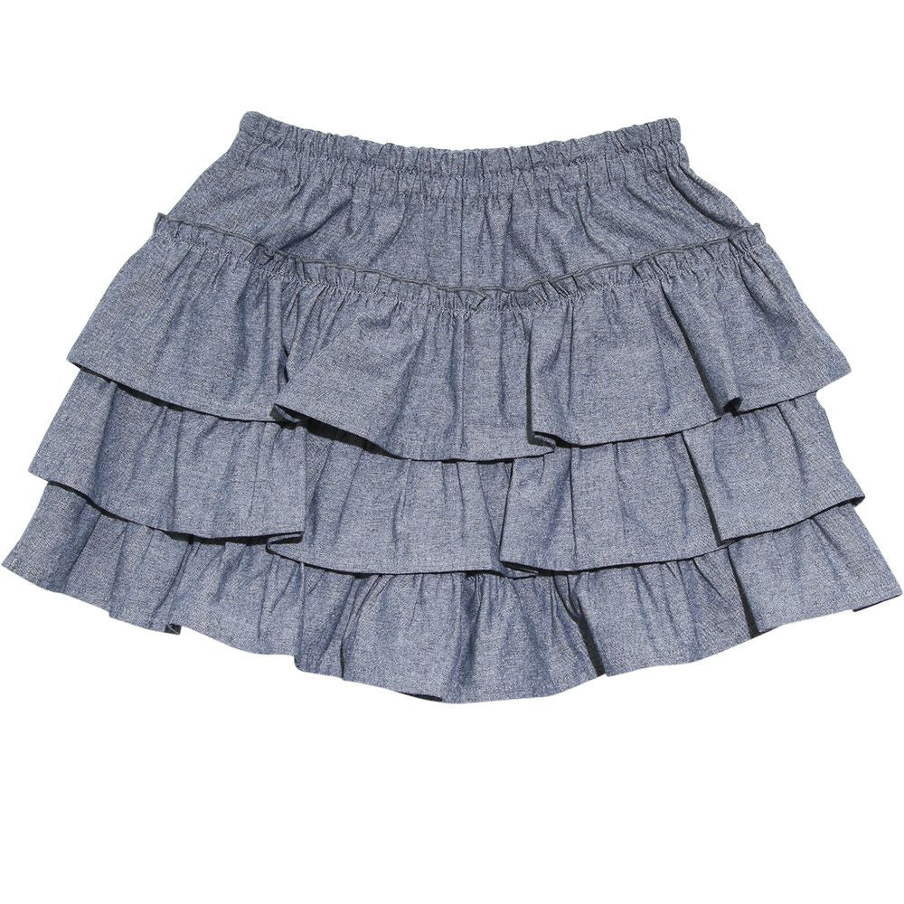 Children's clothing girl 100 % cotton Dungarian three -stage frill pocket navy (06) back