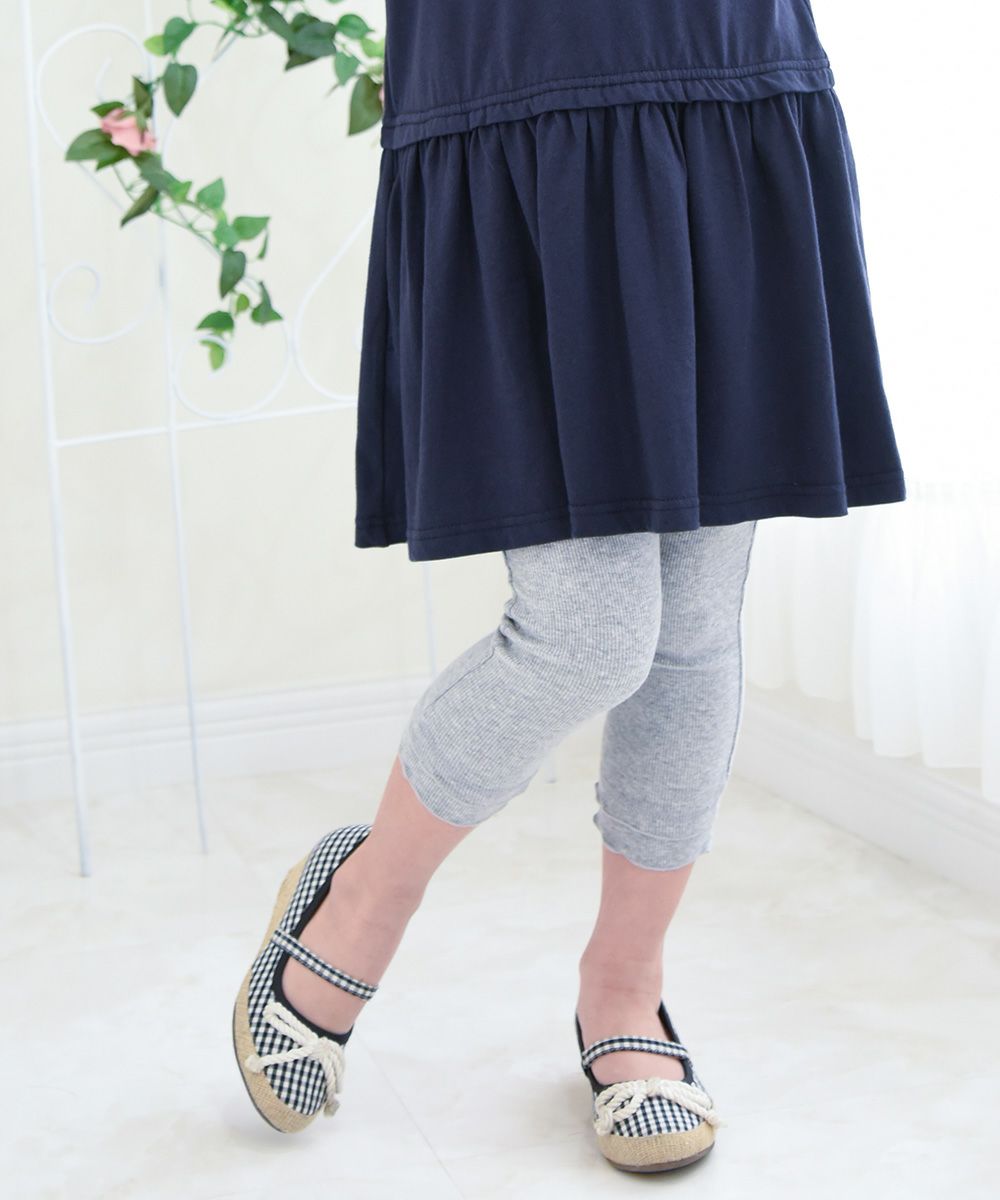 Children's clothing girl children's clothing girl hem frill three-quarter length leggings spats heather (92) Model image up