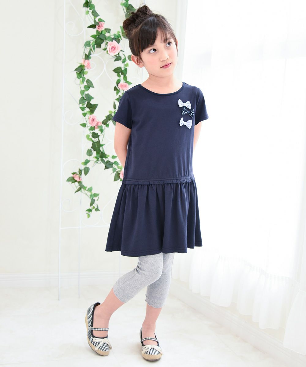 Children's clothing girl children's clothing girl hem frill three-quarter length leggings spats heather (92) model image 1