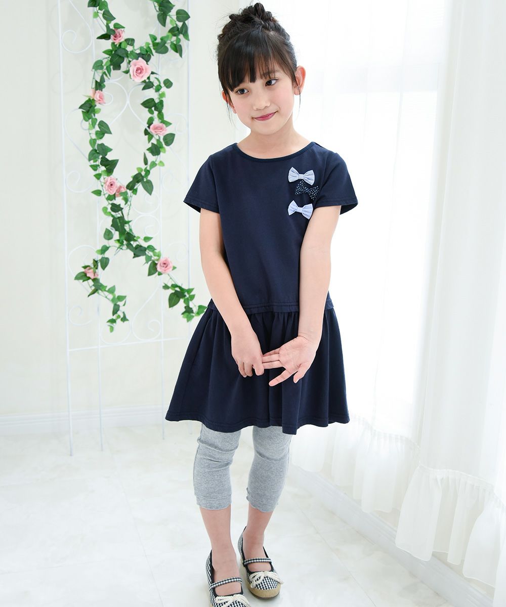 Children's clothing girl children's clothing girl hem frill three-quarter length leggings spats heather (92) model image 3