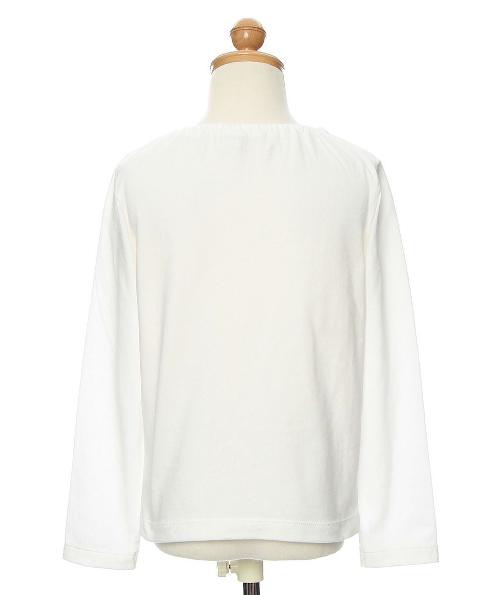 Children's clothing girl 100 % flower moti frace with collar T -shirt off -white (11) Torso