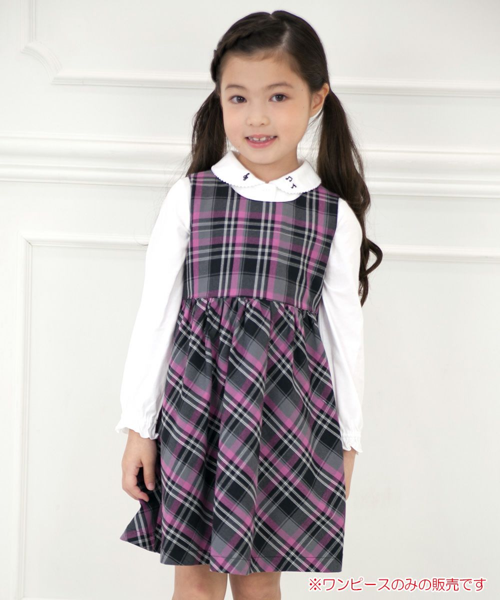 Children's clothing girl 100 % cotton original check pattern dress pink (02) model image 1