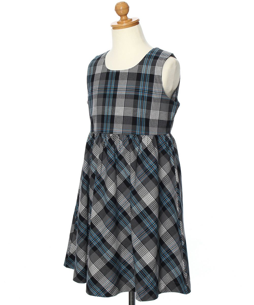 Children's clothing girl 100 % cotton original check pattern dress blue (61) torso