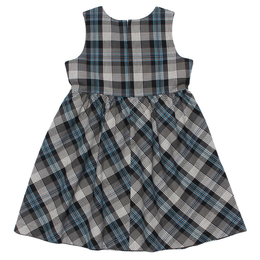 Children's clothing girl 100 % cotton original check pattern dress blue (61) back