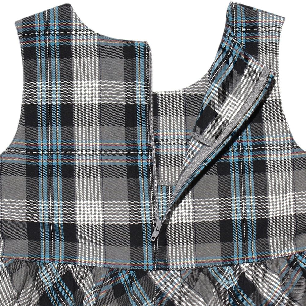 Children's clothing girl 100 % cotton original check pattern dress blue (61) Design point 2