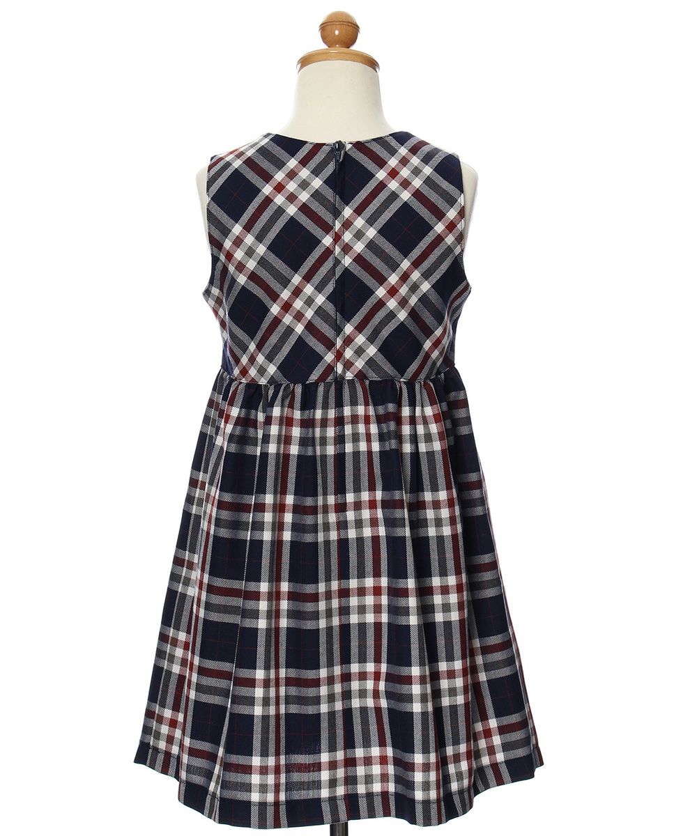 A dress with a Japanese check pattern ribbon Navy torso