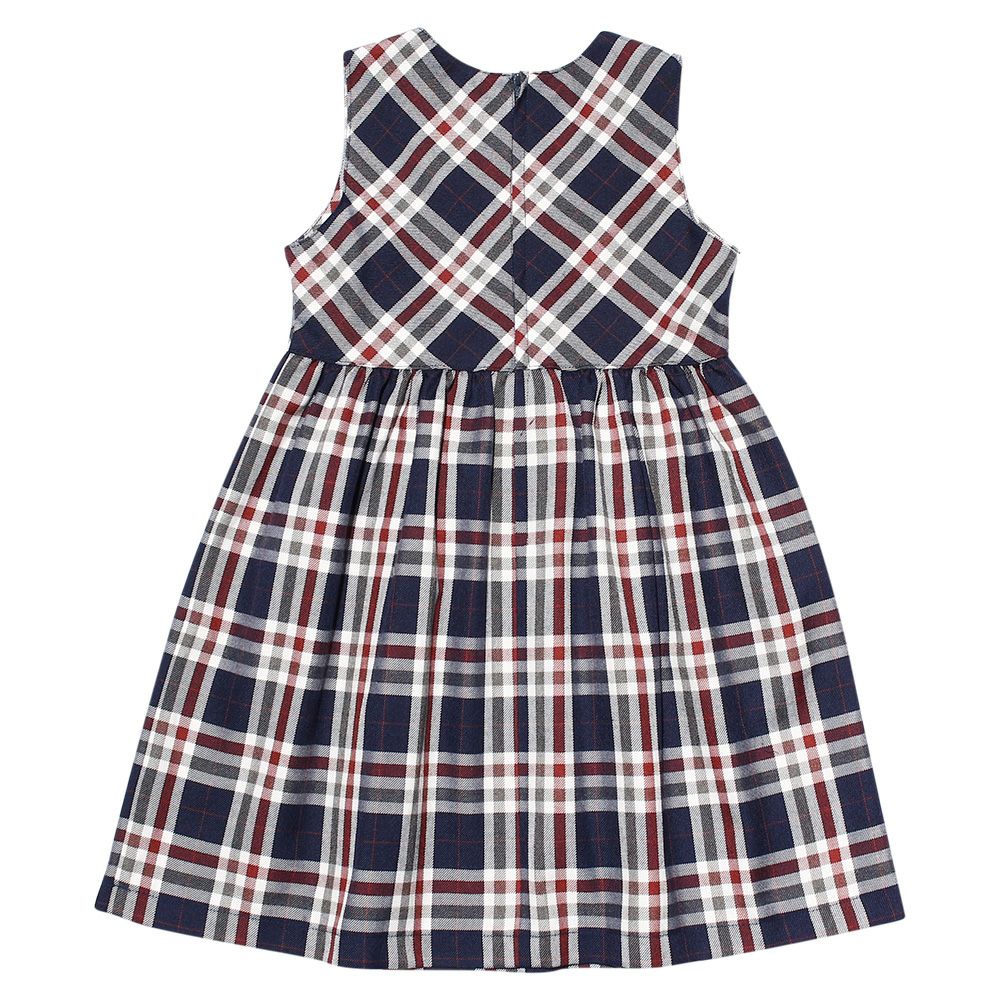 A dress with a Japanese check pattern ribbon Navy back