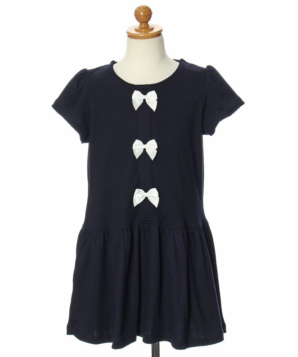Children's clothing girl with ribbon Lowest switch One piece navy (06) torso