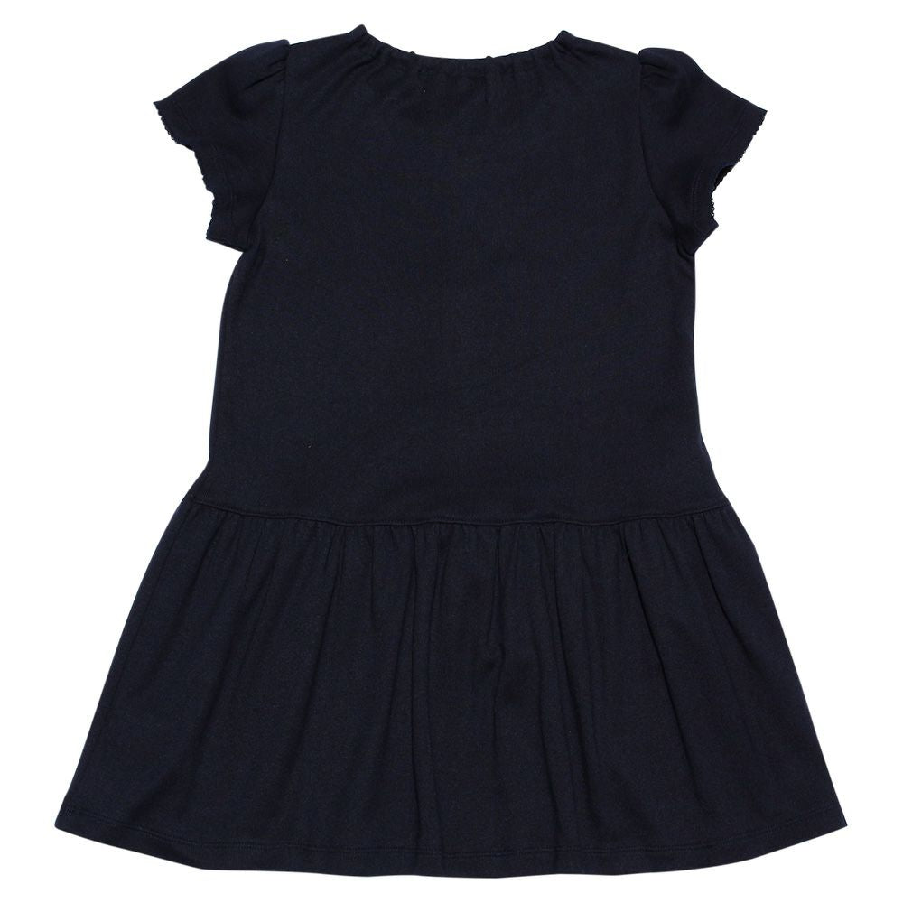 Children's clothing girl with ribbon Lowest switch One piece navy (06) back