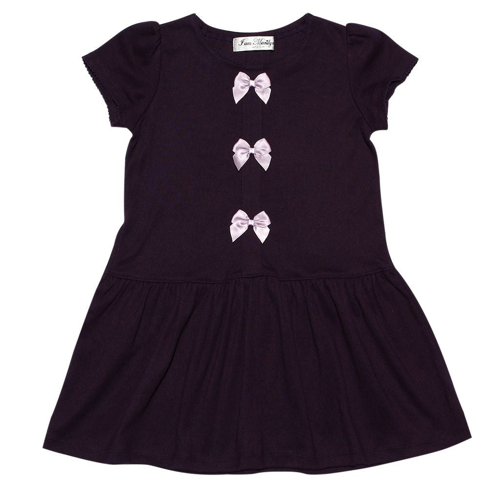 Children's clothing girl with ribbon Lowest switching dress purple (91) front