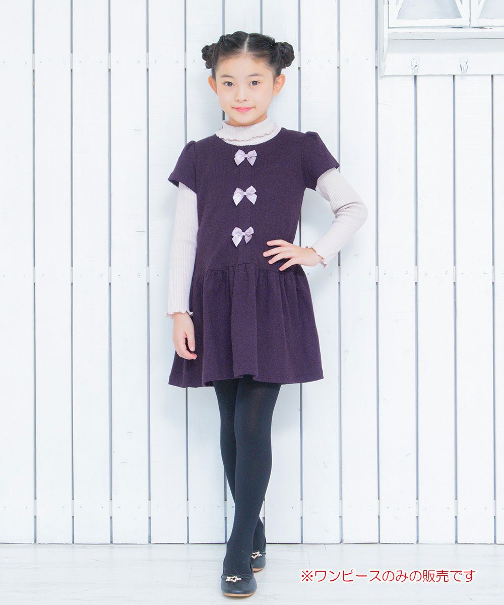 Children's clothing girl with ribbon Rowest switching dress purple (91) model image whole body