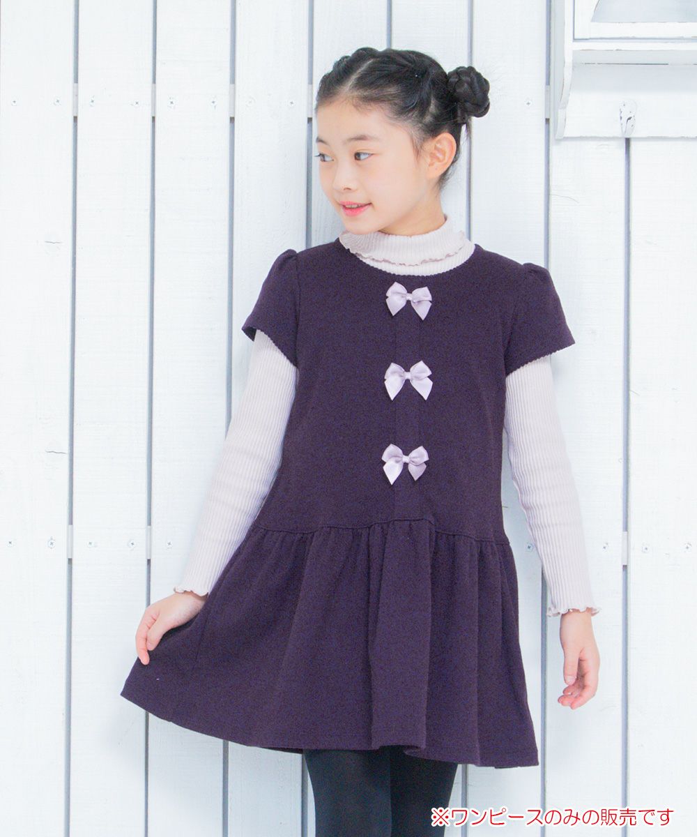 Children's clothing girl with ribbon Lowest switching dress purple (91) model image 1