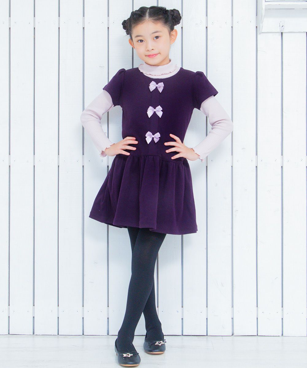 Children's clothing girl with ribbon Lowest switching dress purple (91) model image 4
