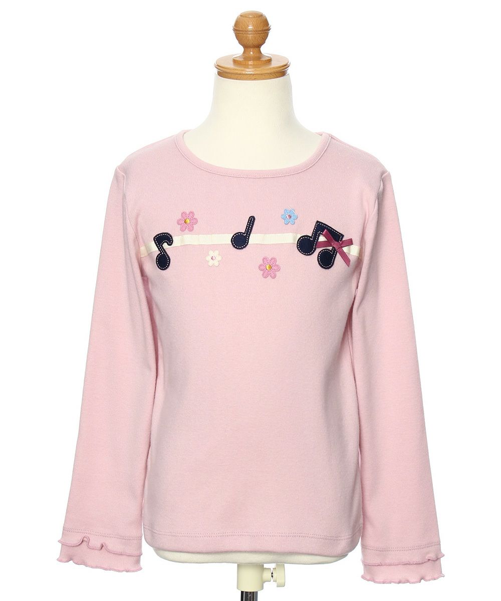 Children's clothing Girls' Flowers & Music with Moted Motifer Finely brushed T -shirt Pink (02) Torso