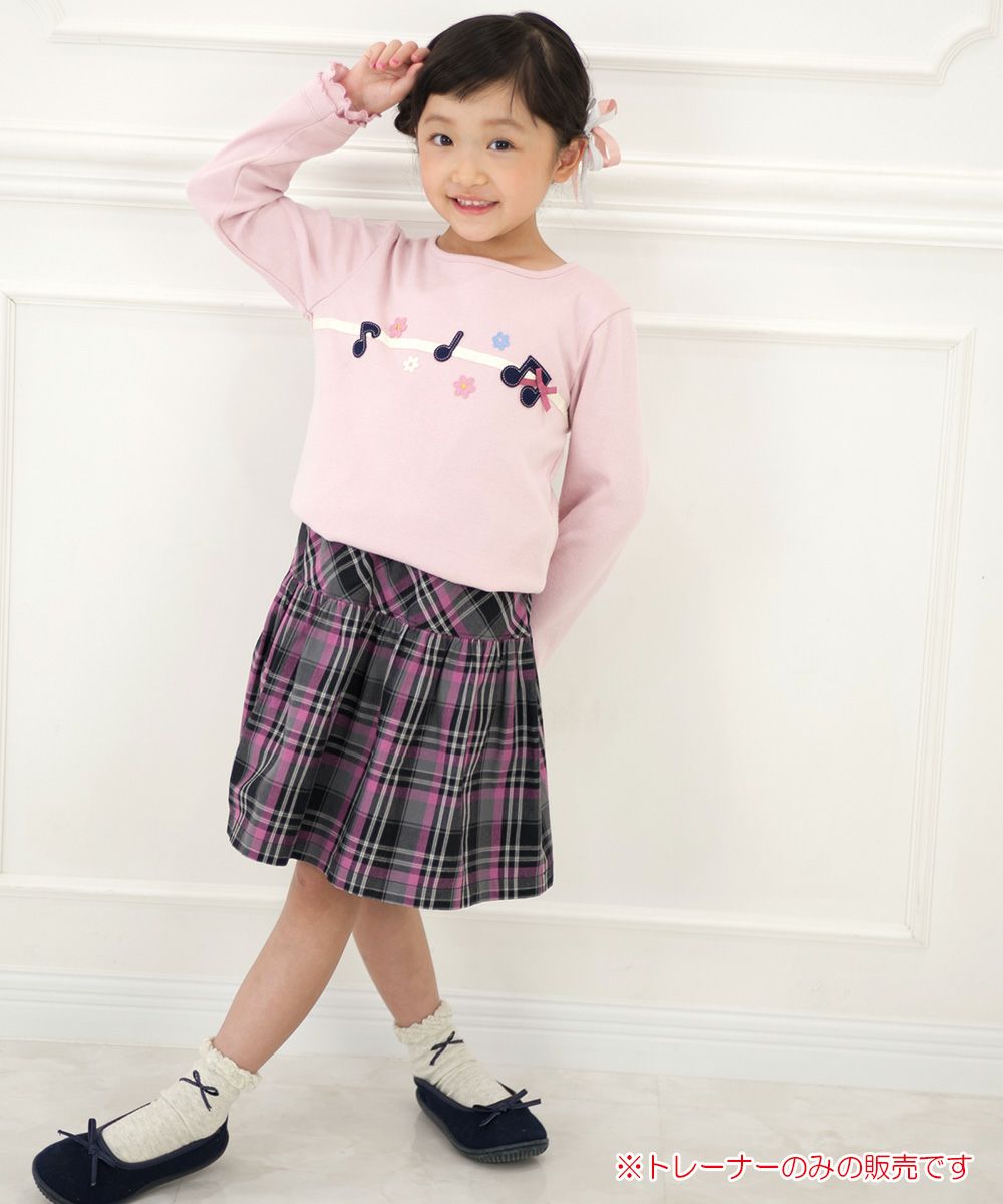 Children's clothing Girls' Flower & Music Motifer Finely Brushed T -shirt Pink (02) Model image whole body
