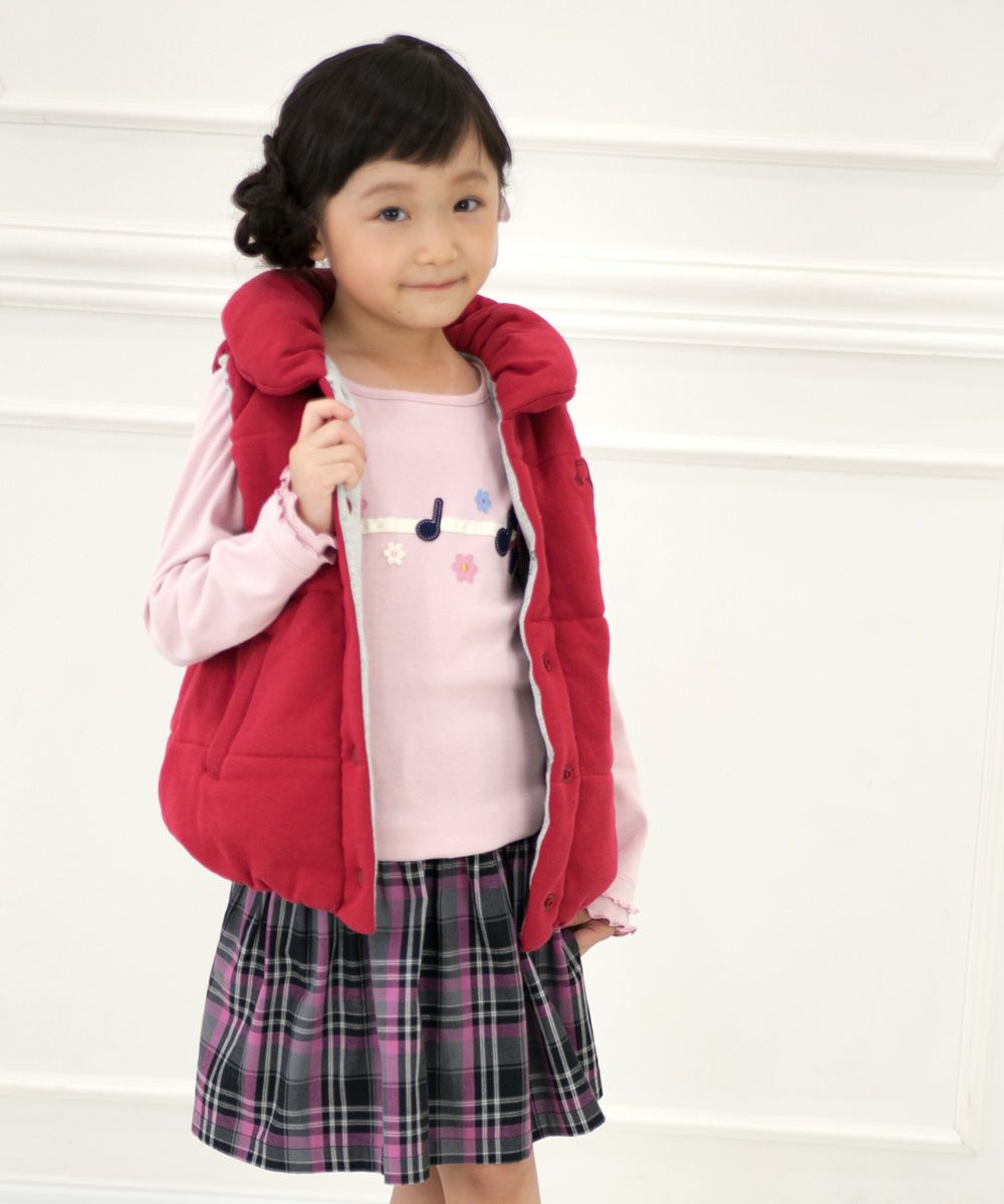 Children's clothing Girls' Flower & Music Motifer Fine Brushed T -shirt Pink (02) Model Image 4