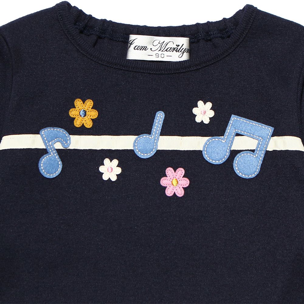 Baby size note & flower T -shirt Navy Design point 1