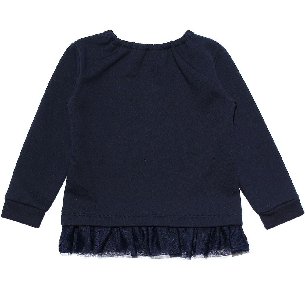 Baby Clothing Girl Baby Size Ribbon & Fluff Lleuring Trainer Navy (06) The back