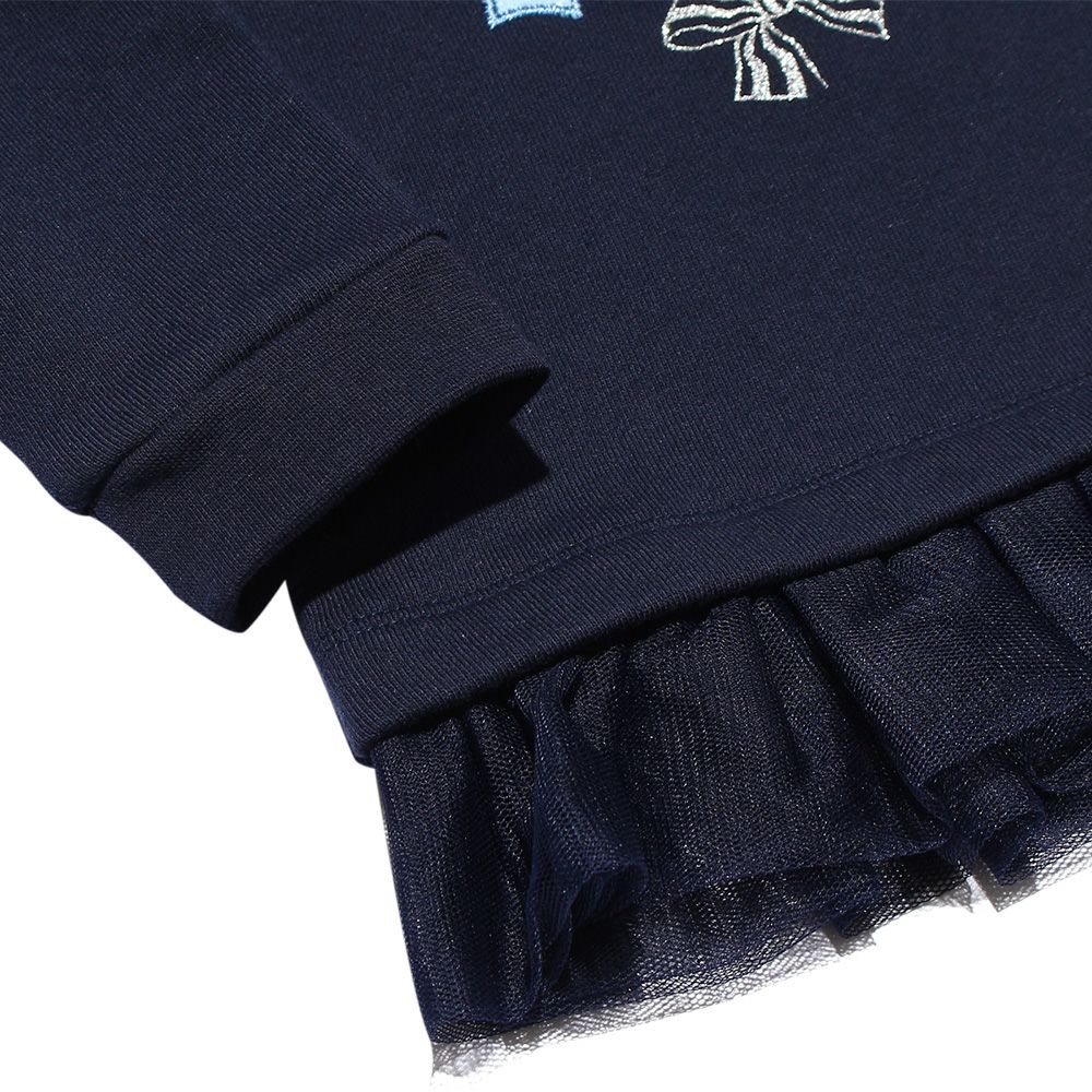 Baby Clothing Girl Baby Size Ribbon & Fluff Lleurge Trainer Navy (06) Design Point 2