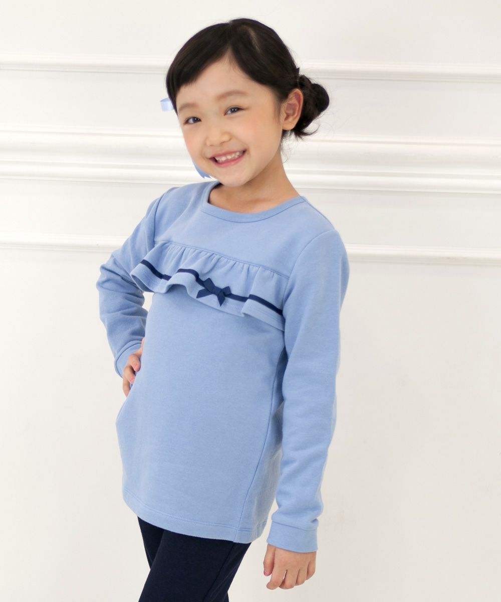 Children's clothing girls girls wearing school clothes Lack hair frills & ribbon Simple design blue (61) model image 1