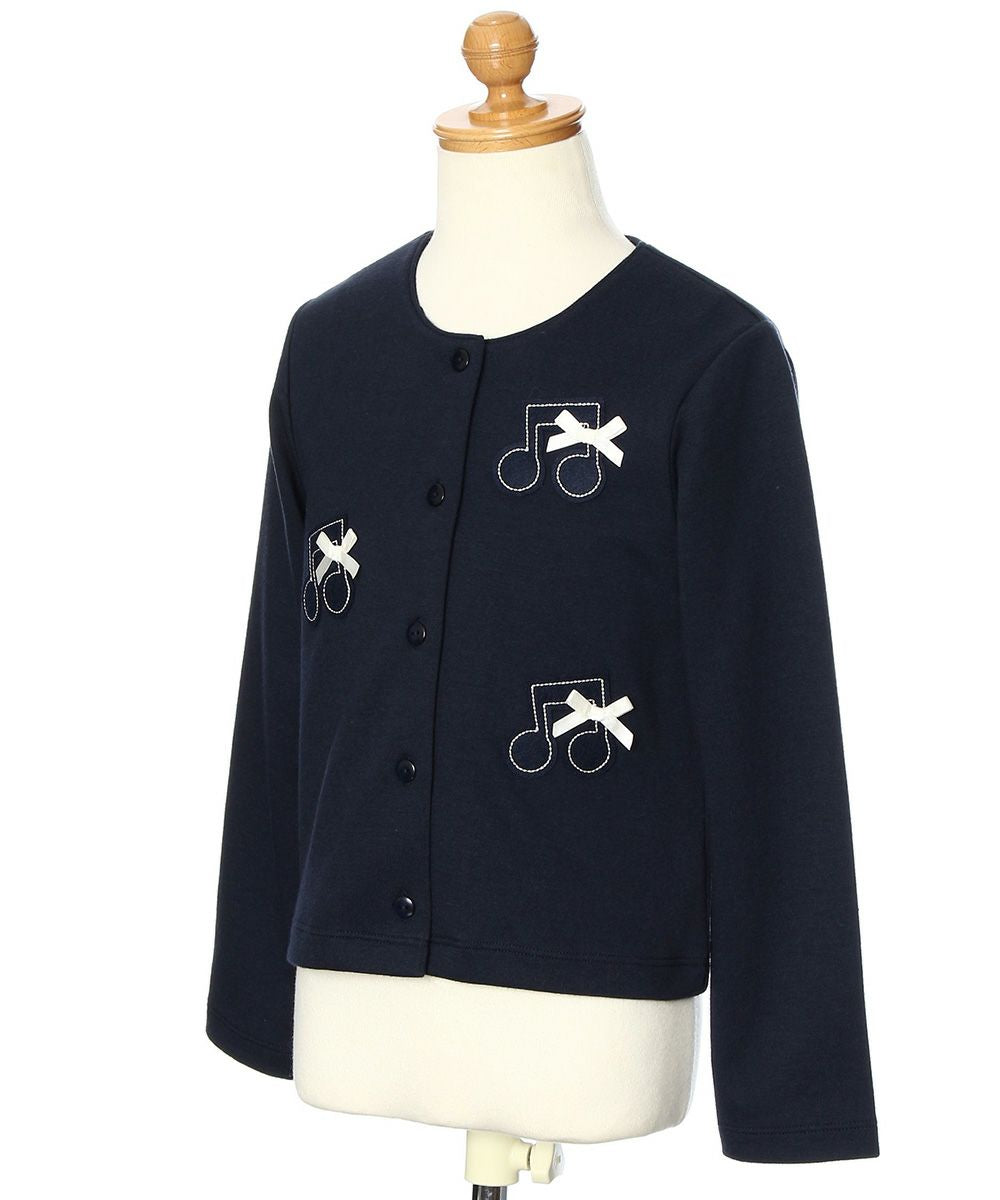 Children's clothing girls children everyday wearing dress Music motif and double knit material with ribbon navy (06) torso