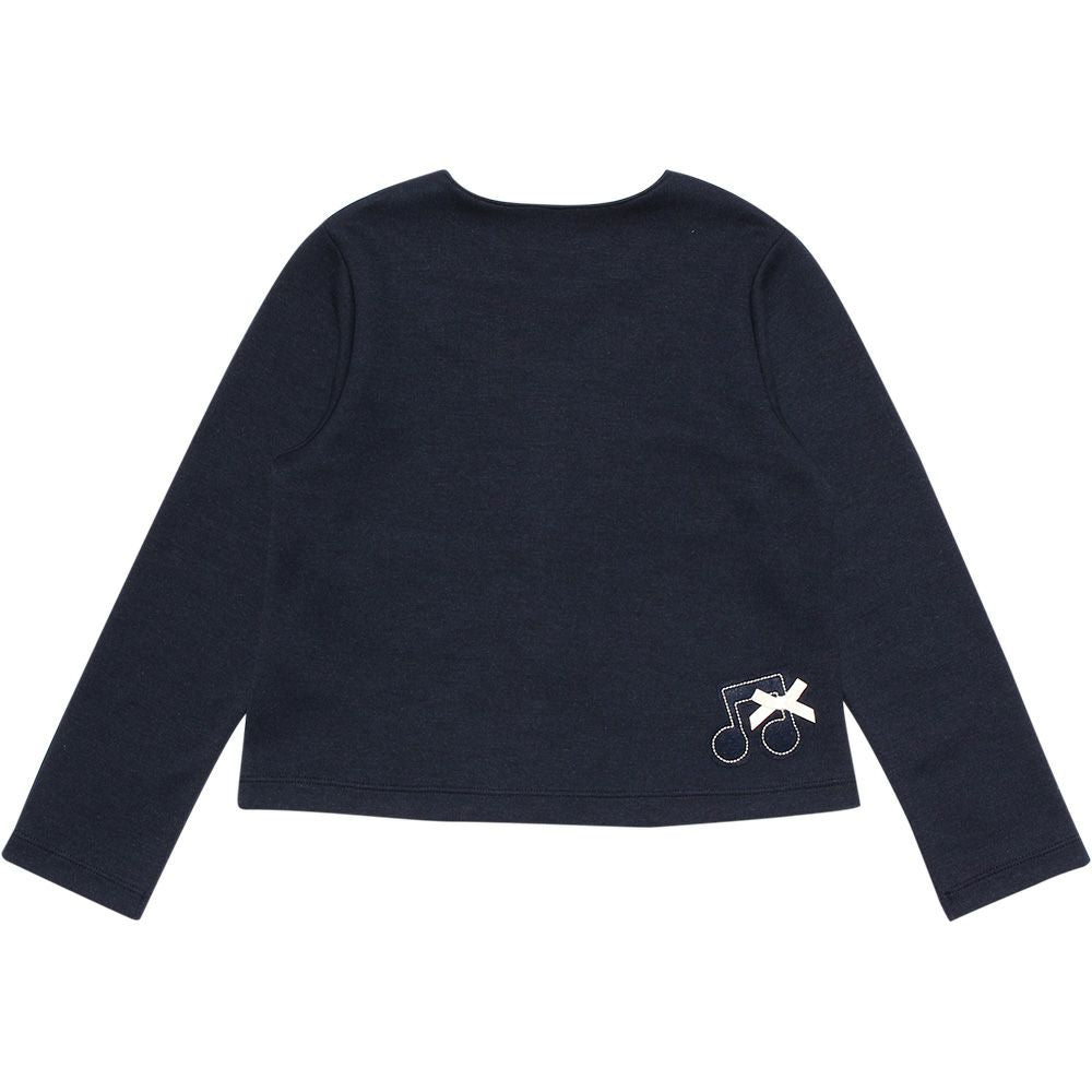 Children's clothing girls girls everyday wearing dress Music motif and double knit material with ribbon navy (06) back