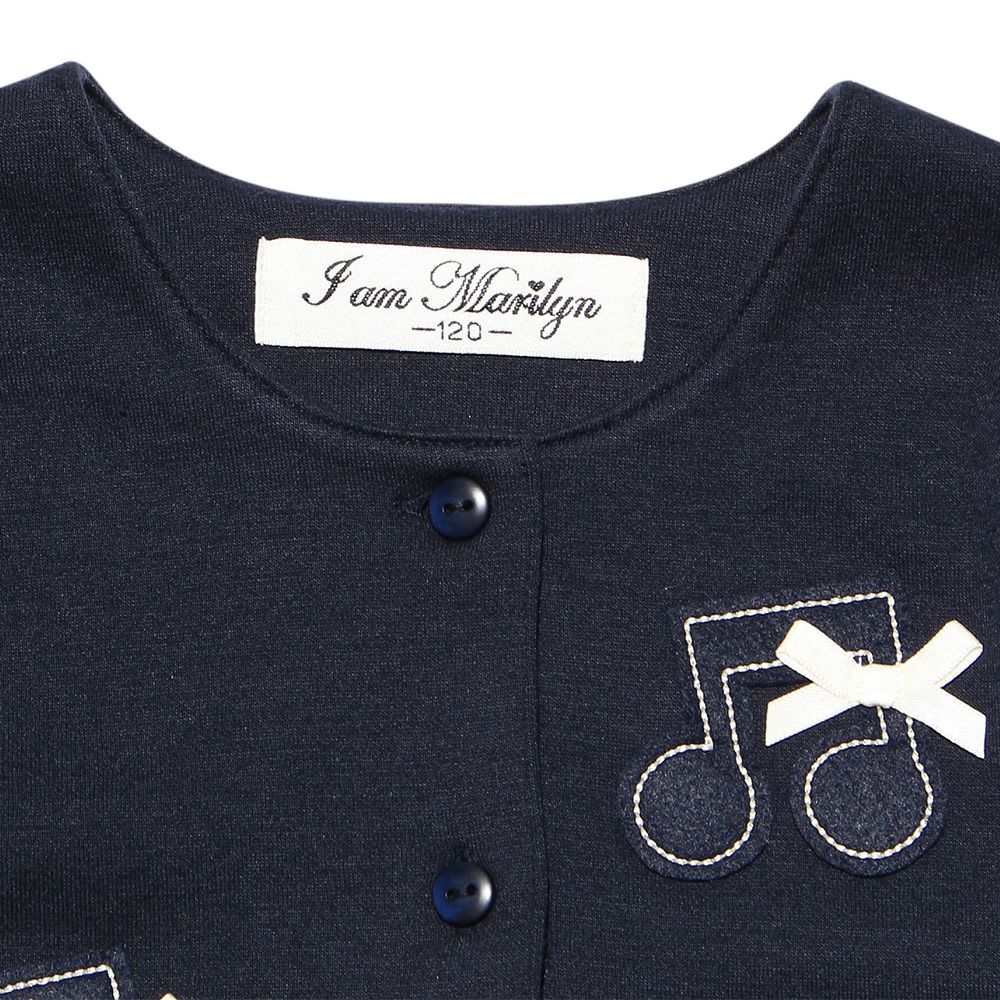 Children's clothing girls girls dressed in everyday dressing dress Music motifs and double knit material navy (06) Design point 1