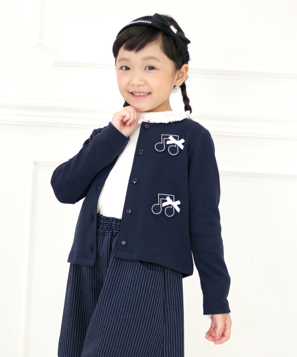 Children's clothing girls girls dressed in everyday dressing dress Music motif and double knit material navy (06) model image 4