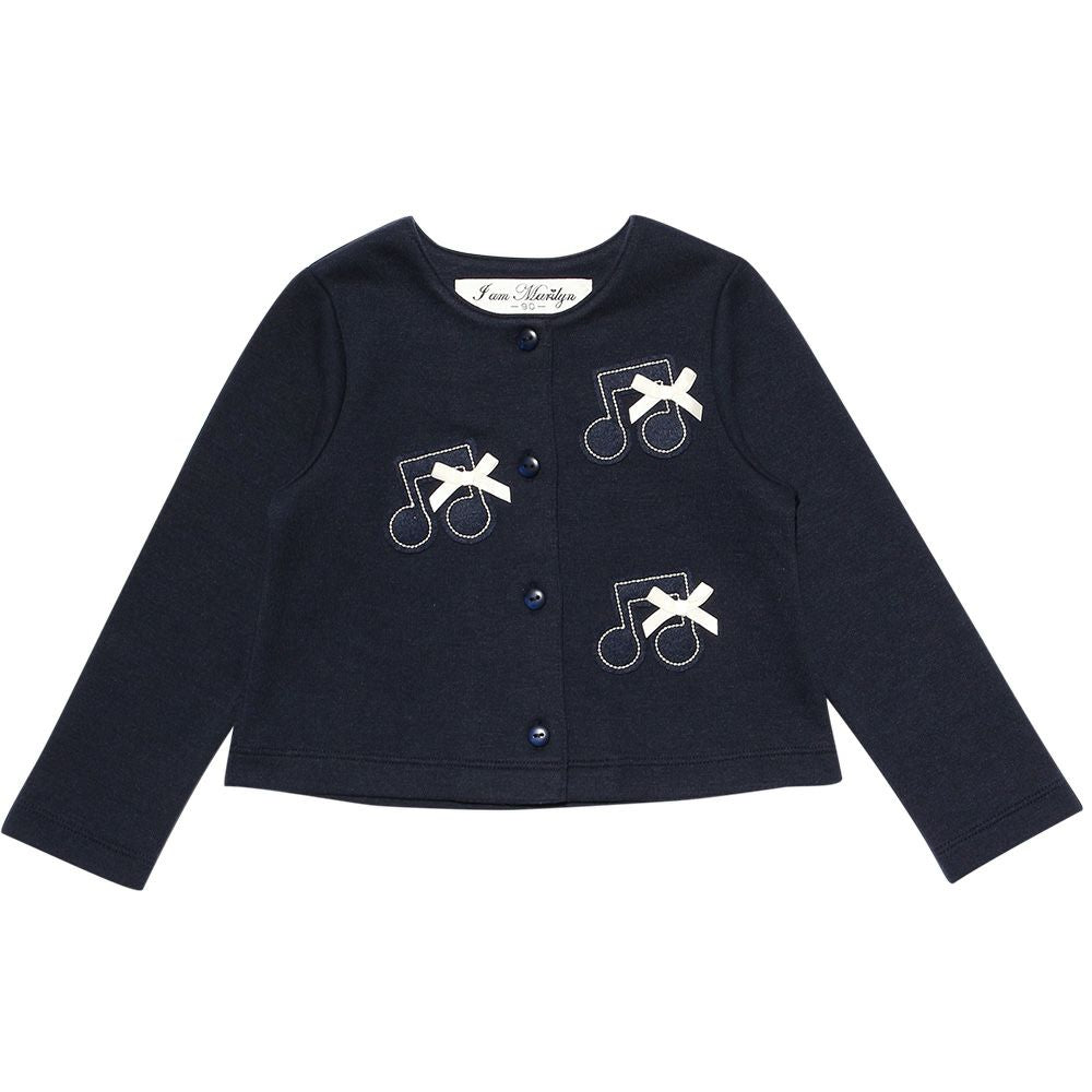 Baby Clothes Girls Children's Dressing Clear Baby Clothes Musical Music Motif & Ribbon Double Knit Material Navy (06) Front