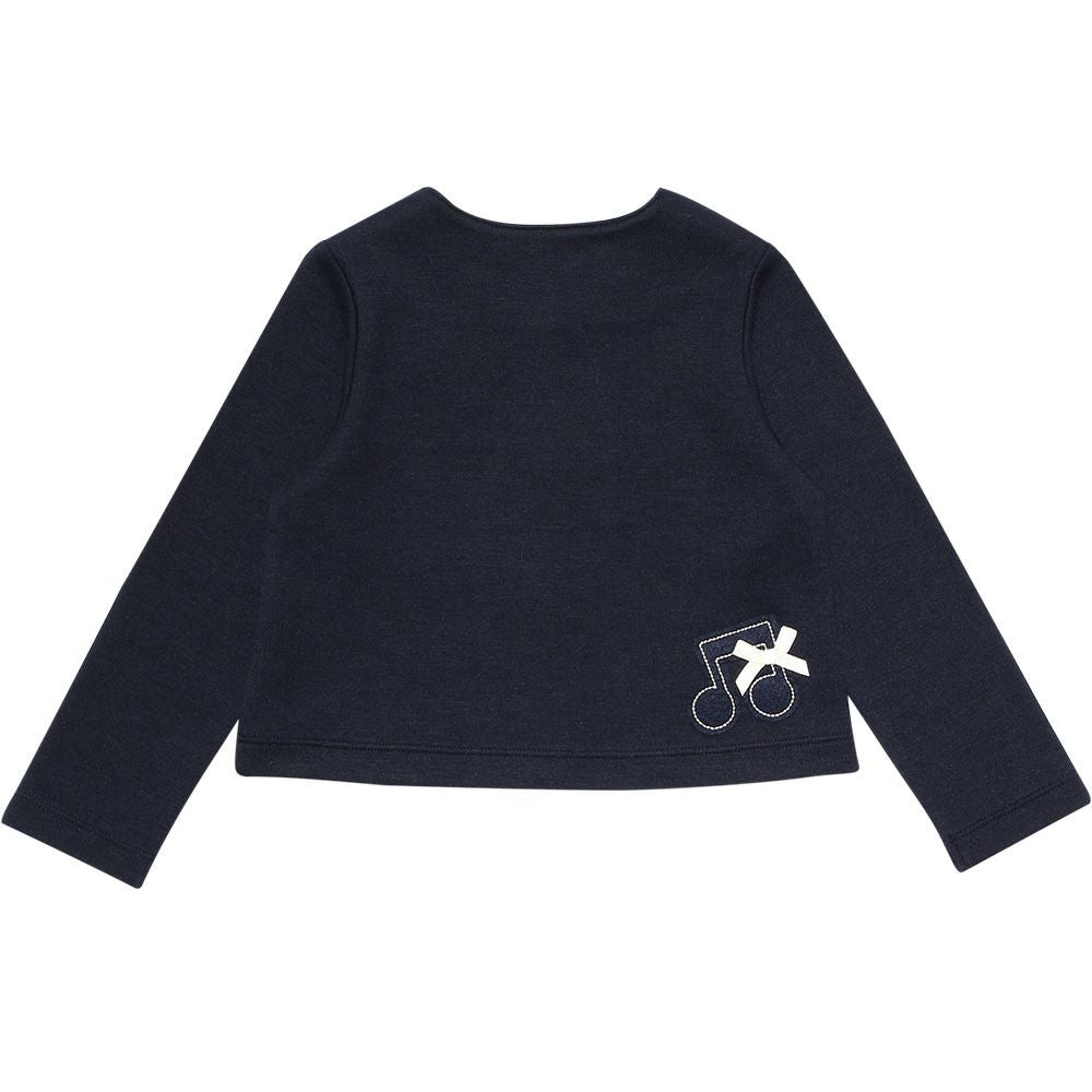 Baby Clothes Girls Children's Dressing Clear Baby Clothes Musical Music Motif & Ribbon Double Knit Material Navy (06) Back