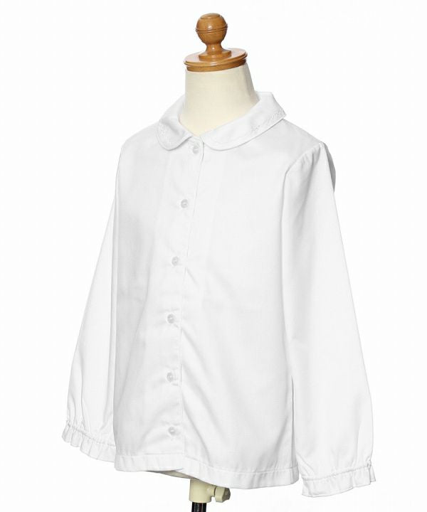 Scalap ribbon embroidery land pattern Dobby woven blouse White torso
