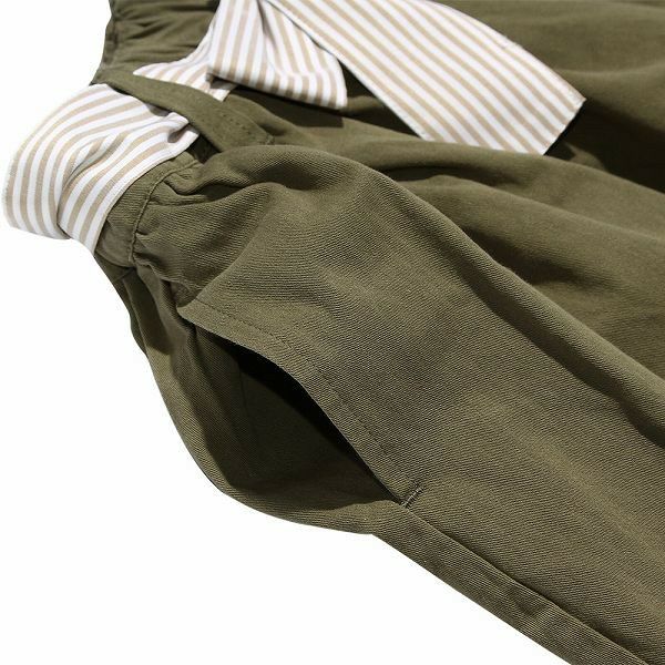 Color Tsuil Skirt with border pattern ribbon Khaki Design point 1