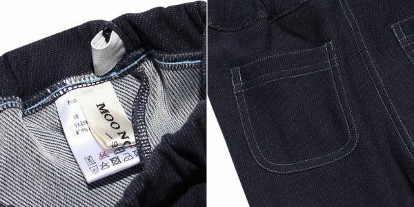 Baby Clothing Girl Baby Size Ribbon & Fluff Denim Knit three-quarter length Pants Navy (06) Design Point 2