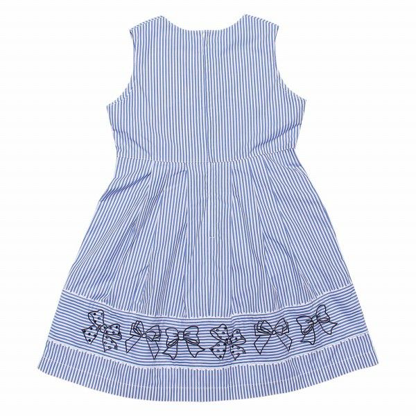 100 % cotton stripe pattern ribbon embroidery dress Blue back