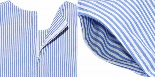 100 % cotton stripe pattern ribbon embroidery dress Blue Design point 2